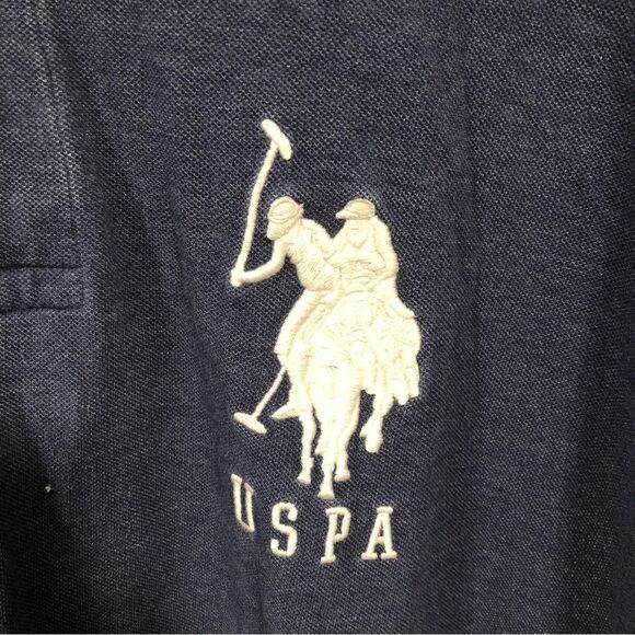 US Polo Assn Vintage Men's Navy Blue Polo Short Sleeve Shirt Embroidered size 2X - Picture 3 of 9